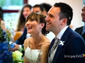 Ritratto degli sposi durante il matrimonio nella Sala del Regno dei Testimoni di Geova a Morena (Roma)