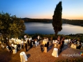 Veduta della terrazza panoramica sul Lago Albano durante il ricevimento di matrimonio a Villa Pocci