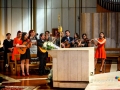 I musicisti durante il rito neocatecumenale nella Chiesa di San Gregorio Barbarigo, Roma Eur