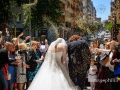 Lancio del riso agli sposi subito dopo il matrimonio nella Basilica di Santa Maria Ausiliatrice a Roma
